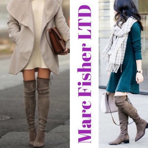 MARC FISHER LTD Yuna Gray Over-The-Knee Microsuede Boot, Size 6 - Picture 5 of 12